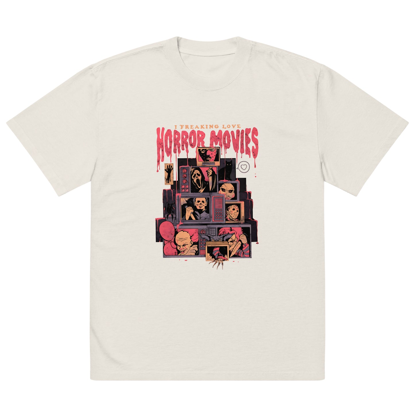 Horror Movies Oversized faded t-shirt